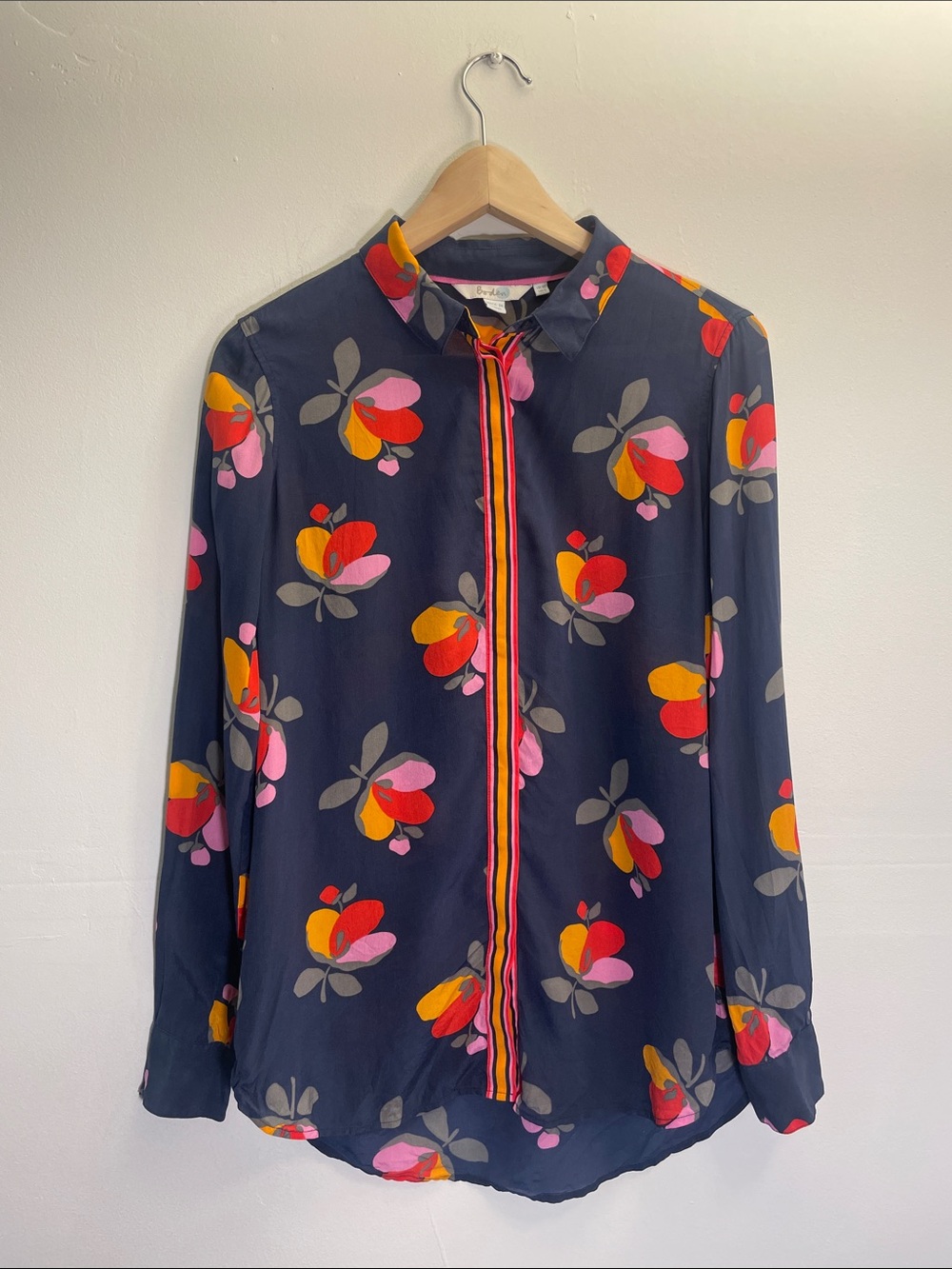 BODEN Silk Floral Button Down Shirt Size 6